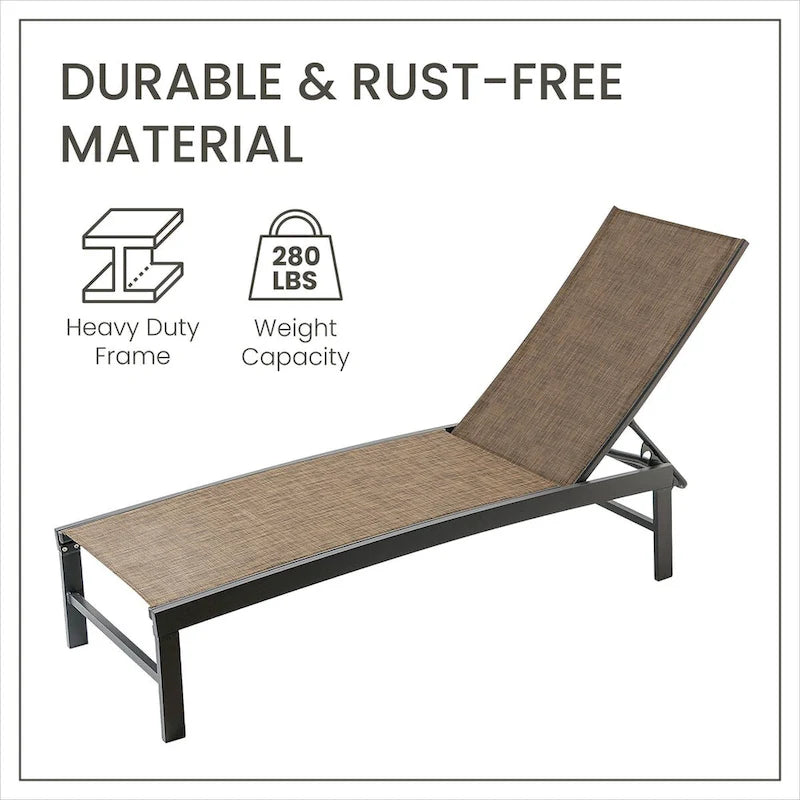 VredHom Outdoor Patio Adjustable Aluminum Chaise Lounges (Set of 4) - 76.38 L x 23.62 W x 13 H
