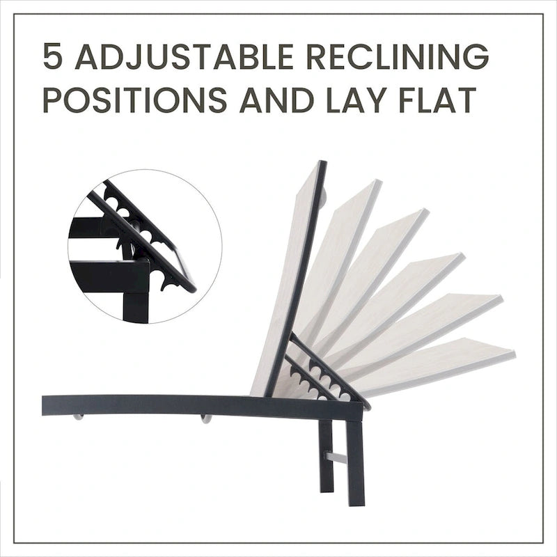 VredHom Outdoor Patio Adjustable Aluminum Chaise Lounges (Set of 4) - 76.38 L x 23.62 W x 13 H