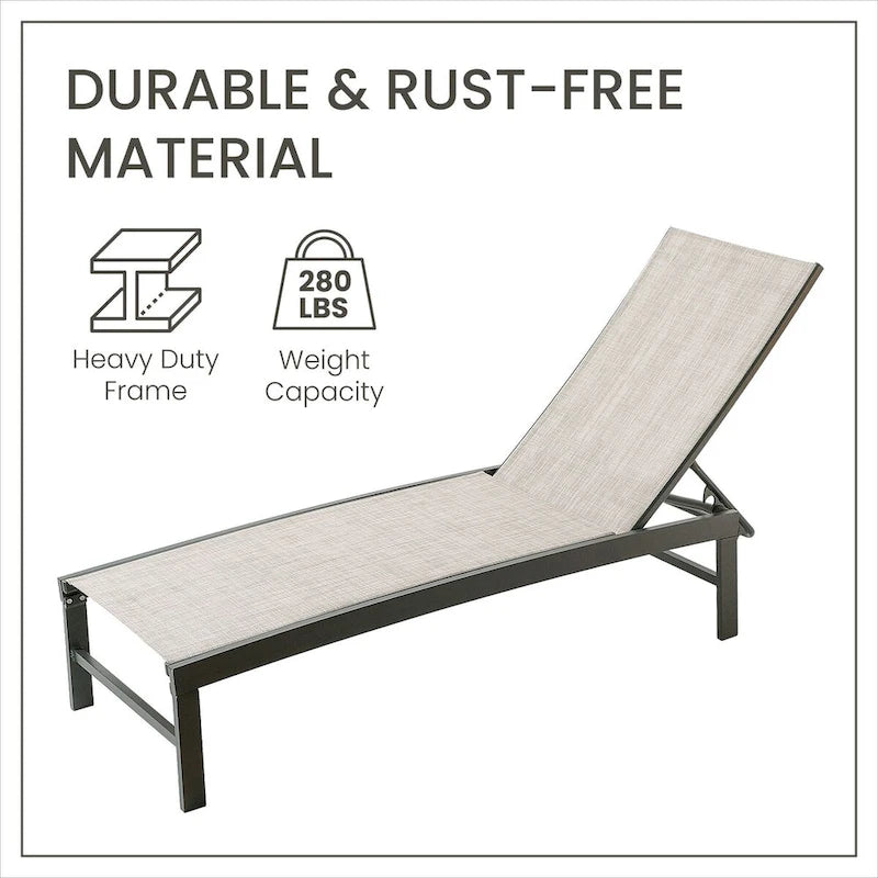 VredHom Outdoor Patio Adjustable Aluminum Chaise Lounges (Set of 4) - 76.38 L x 23.62 W x 13 H