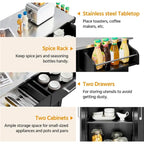 Yaheetech Large Kitchen Island Cart with Stainless steel tabletop
