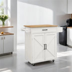 Kitchen Island Rolling Trolley Cart w/Adjustable Shelves,Wood Tabletop