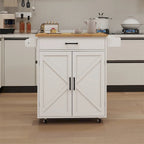 Kitchen Island Rolling Trolley Cart w/Adjustable Shelves,Wood Tabletop