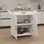 Kitchen Island Rolling Trolley Cart w/Adjustable Shelves,Wood Tabletop