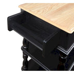 Rolling OAK Wood Top Kitchen Cart with Wine Rack and 2 Drawers