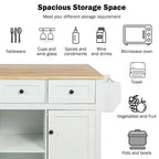 Kitchen Cart with Rubber Wood Drop-Leaf Countertop , Internal Storage Racks