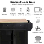 Kitchen Cart with Rubber Wood Drop-Leaf Countertop , Internal Storage Racks