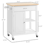 Rolling Kitchen Island Cart with Drawer and Shelves