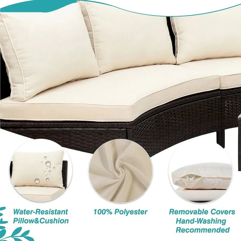 5 PCS U Shape Outdoor Patio Furniture Set