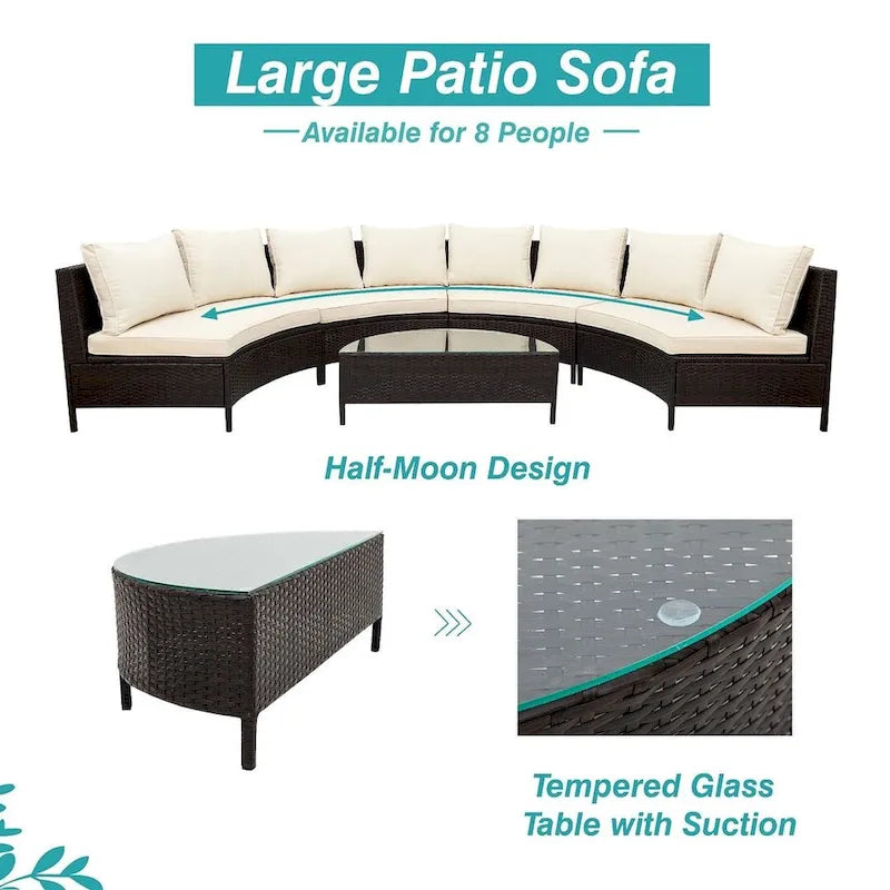 5 PCS U Shape Outdoor Patio Furniture Set