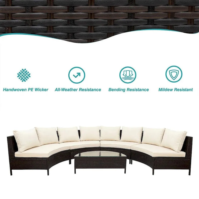 5 PCS U Shape Outdoor Patio Furniture Set