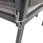 4-Piece Rope Conversation Set with Slatted Tempered Glass Top and Thick Cushion
