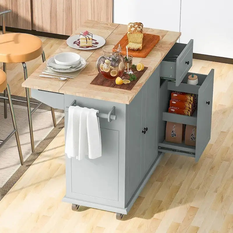 54 Kitchen Island Cart with Wheels