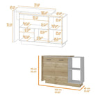 Crescent 7-Shelf 4-Door 2-piece Kitchen Set, Kitchen Island and Pantry White and Light Oak