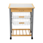 Organize It All Rolling Kitchen Cart with Wine Rack - 22.50 x 14.50 x 30.00