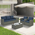Patio Furniture, Outdoor Furniture, Seasonal PE Wicker Furniture,5 Set Wicker Furniture With Tempered Glass Table Top