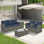 Patio Furniture, Outdoor Furniture, Seasonal PE Wicker Furniture,5 Set Wicker Furniture With Tempered Glass Table Top