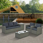 Patio Furniture, Outdoor Furniture, Seasonal PE Wicker Furniture,5 Set Wicker Furniture With Tempered Glass Table Top