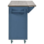 Retro Mountain Wood Kitchen Island with Drop Leaf, Storage Rack
