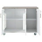 Retro Mountain Wood Kitchen Island with Drop Leaf, Storage Rack