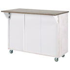 Retro Mountain Wood Kitchen Island with Drop Leaf, Storage Rack