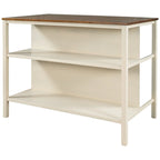 Solid Wood 45 Stationary Kitchen Island with Prep Table and Shelves