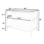 Solid Wood 45 Stationary Kitchen Island with Prep Table and Shelves