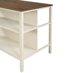 Solid Wood 45 Stationary Kitchen Island with Prep Table and Shelves