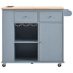 Kitchen Island Cart with Wheels ,Power Outlet, Drop Leaf, Wine Rack