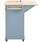Kitchen Island Cart with Wheels ,Power Outlet, Drop Leaf, Wine Rack