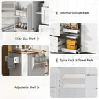 50 in. W Kitchen Island with 3 Drawer, 2 Slide-Out Shelf and Internal Storage Rack
