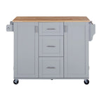 50 in. W Kitchen Island with 3 Drawer, 2 Slide-Out Shelf and Internal Storage Rack