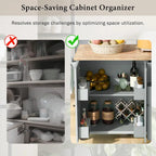 Kitchen Island with Drop Leaf, Rolling Cart on Wheels with Storage Rack and 3 Tier Pull Out Cabinet Organizer with Spice Rack