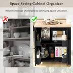Kitchen Island with Drop Leaf, Rolling Cart on Wheels with Storage Rack and 3 Tier Pull Out Cabinet Organizer with Spice Rack