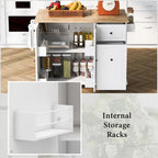 Kitchen Island with Drop Leaf, Rolling Cart on Wheels with Storage Rack and 3 Tier Pull Out Cabinet Organizer with Spice Rack