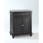 Crosley Cambridge Solid Granite Top Portable Kitchen Island in Black Finish - 18d x 31w x 35h