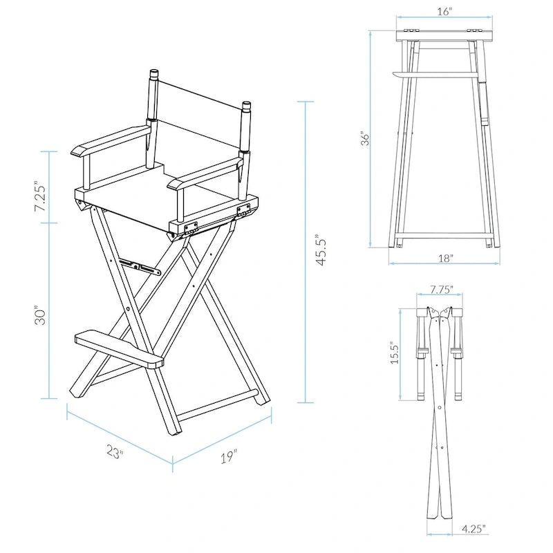 30 Director's Chair Natural Frame-Confetti - 23W x 19D x 45.5H