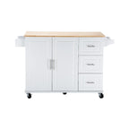 Kitchen Island Cart with Extensible Rubber Wood Top and Locking Wheels