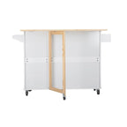 Kitchen Island Cart with Extensible Rubber Wood Top and Locking Wheels
