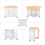 Kitchen Island Cart with Extensible Rubber Wood Top and Locking Wheels