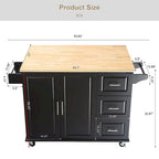 Kitchen Island Cart with Extensible Rubber Wood Top and Locking Wheels