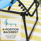 Lounge Chair, Adjustable Backrest Folding Chaise Lounge, Cushioned Tanning Chair Sunshade Roof & Pillow Headrest