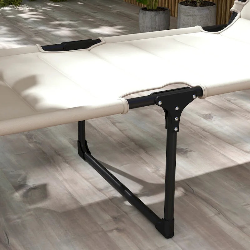 Lounge Chair, Adjustable Backrest Folding Chaise Lounge, Cushioned Tanning Chair Sunshade Roof & Pillow Headrest