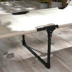 Lounge Chair, Adjustable Backrest Folding Chaise Lounge, Cushioned Tanning Chair Sunshade Roof & Pillow Headrest