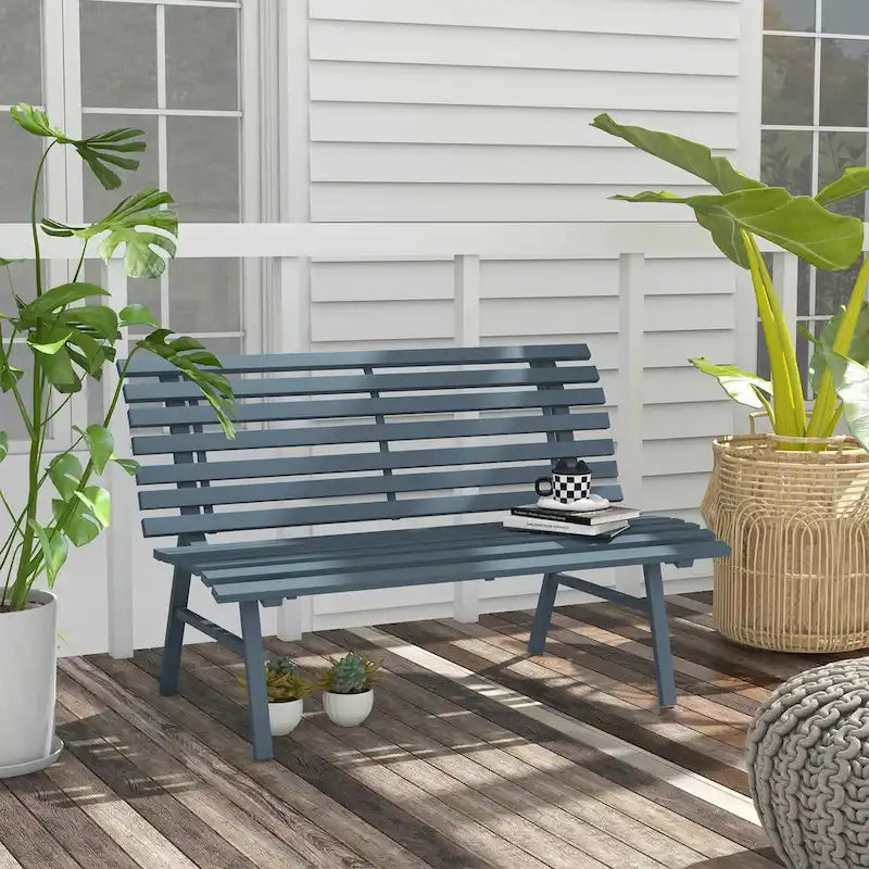 Outsunny 48.5 Garden Bench with Slatted Seat