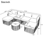 7 Pieces Outdoor Patio All-Weather Rattan Sectional Sofa Set