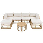7 Pieces Outdoor Patio All-Weather Rattan Sectional Sofa Set