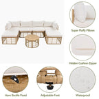 7 Pieces Outdoor Patio All-Weather Rattan Sectional Sofa Set