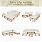 7 Pieces Outdoor Patio All-Weather Rattan Sectional Sofa Set