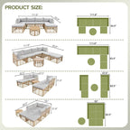 7 Pieces Outdoor Patio All-Weather Rattan Sectional Sofa Set
