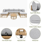 7 Pieces Outdoor Patio All-Weather Rattan Sectional Sofa Set